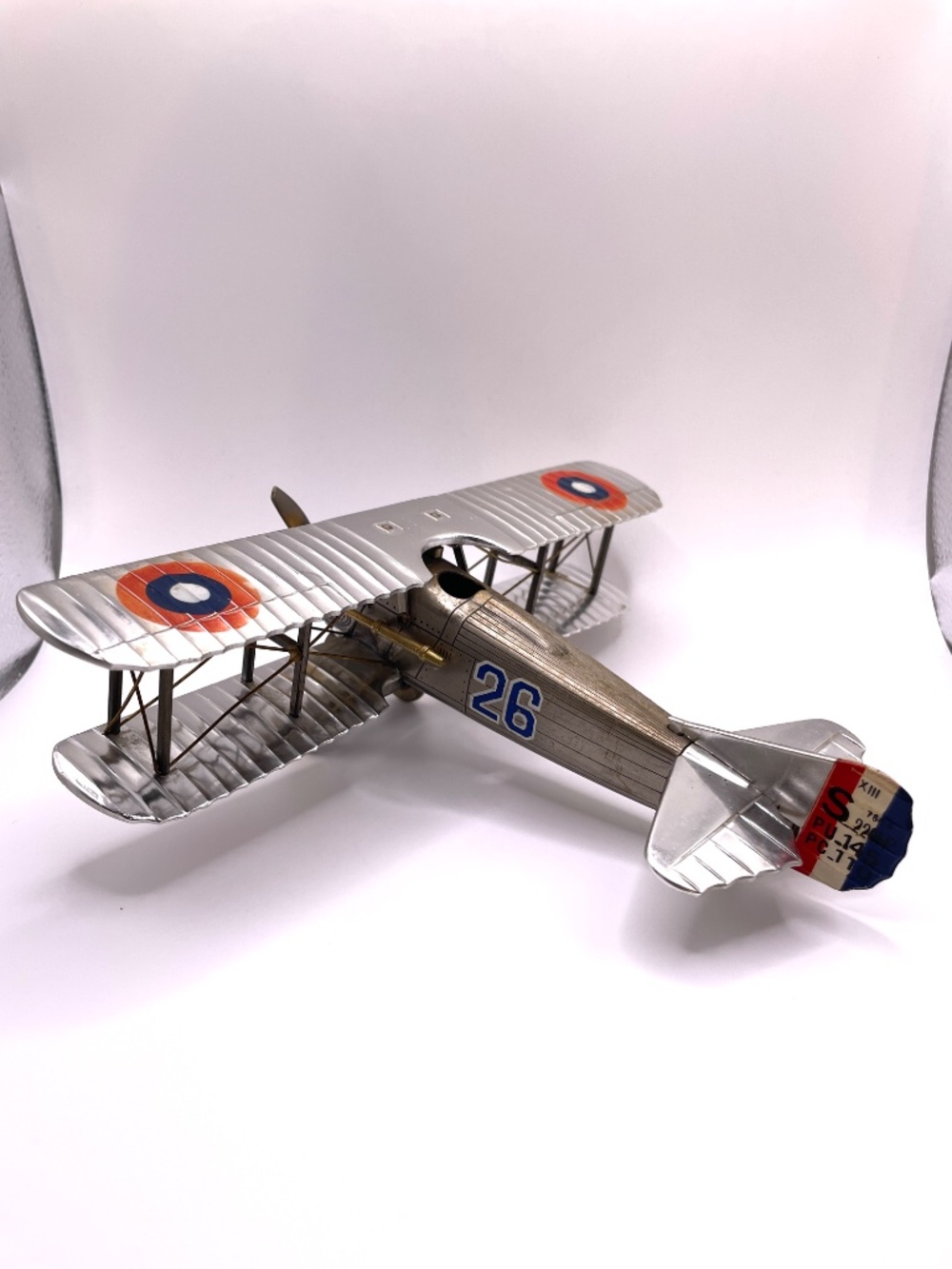 Vintage Metal Die Cast Japan Bi Wing Military Airplane Collectible